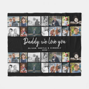 Vader met Kinder Familie Papa 14 Fotocollage Fleece Deken