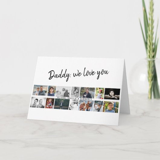 Vader met Kinder Familie Papa 14 Fotocollage Kaart (Voorkant)