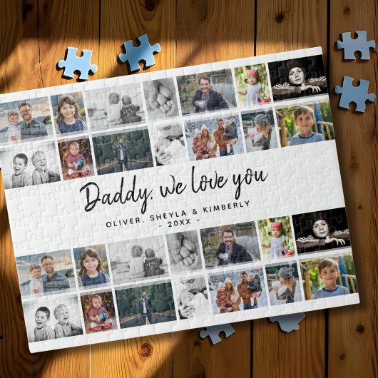 Vader met Kinder Familie Papa 14 Fotocollage Legpuzzel