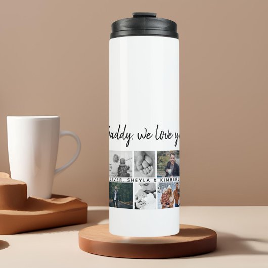Vader met Kinder Familie Papa 14 Fotocollage Thermosbeker