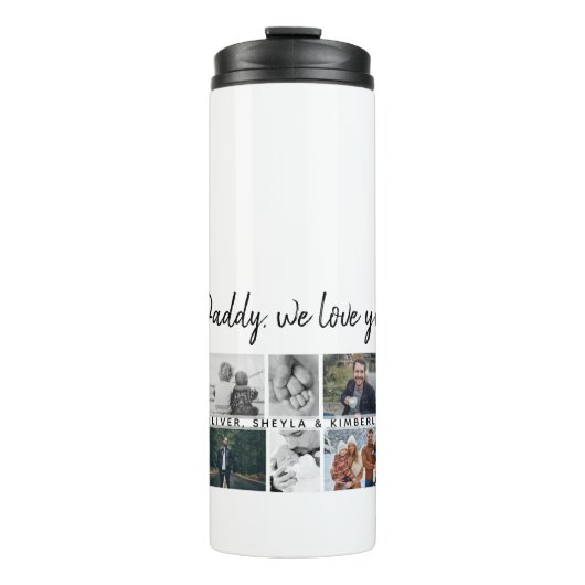 Vader met Kinder Familie Papa 14 Fotocollage Thermosbeker (Voorkant)