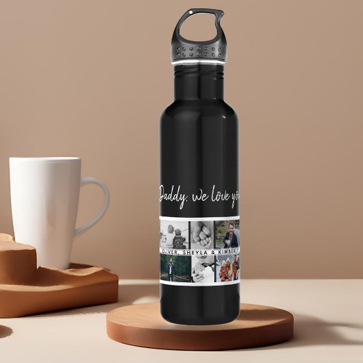 Vader met Kinder Familie Papa 14 Fotocollage Waterfles