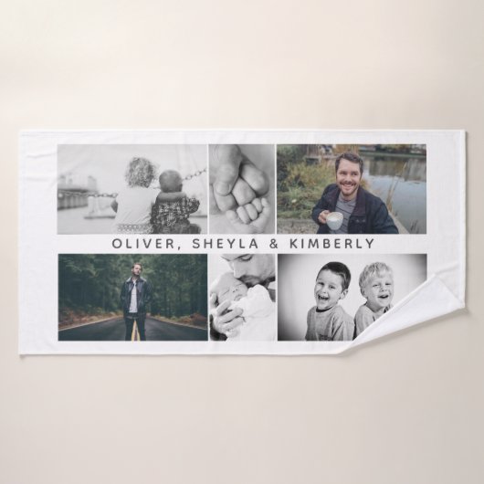 Vader met Kinder familie Papa 6 Foto Collage Badhanddoek (Badhanddoek)