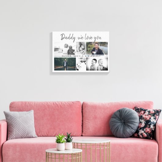 Vader met Kinderen en familie Papa 6 Foto Canvas Afdruk (Insitu (Woonkamer))