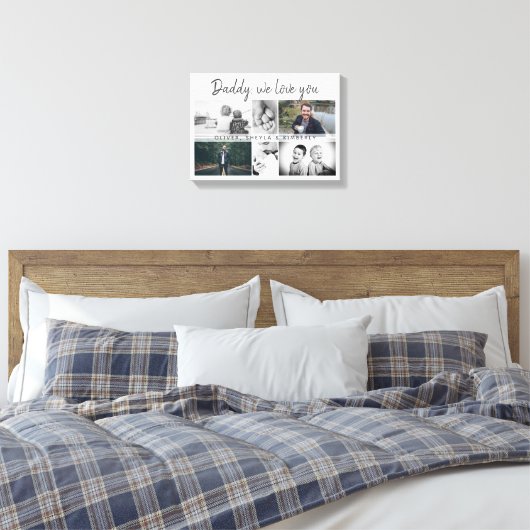 Vader met Kinderen en familie Papa 6 Foto Canvas Afdruk (Insitu (Slaapkamer))
