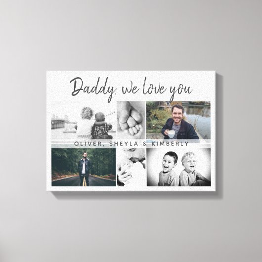 Vader met Kinderen en familie Papa 6 Foto Canvas Afdruk (Voorkant)
