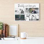 Vader met Kinderen en familie Papa 6 Foto Canvas Afdruk<br><div class="desc">Vader met Kinder en familievapandfotocanvas. Collage van 6 foto's, de naam van de vader met een zoet bericht in een trendy manuscript en namen van kinderen die de foto's bedekken. Voeg je 6 favoriete familiefoto's toe. Sweet keepasje en een cadeau voor een verjaardag, vaderdag of Kerstmis voor een vader, nieuwe...</div>