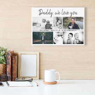Vader met Kinderen en familie Papa 6 Foto Canvas Afdruk