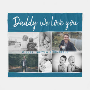 Vader met Kinderen en familie Papa 6 Foto Collage Fleece Deken