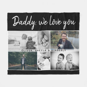 Vader met Kinderen en familie Papa 6 Foto Collage Fleece Deken