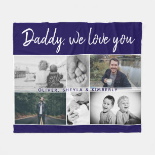 Vader met Kinderen en familie Papa 6 Foto Collage Fleece Deken