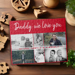 Vader met Kinderen en familie Papa 6 Foto Collage Legpuzzel<br><div class="desc">Vader met Kinderen en familie vader 6 Foto Collage puzzle. Collage van 6 foto's, vaders naam met een zoete boodschap in een trendy manuscript en namen van kinderen die de afbeeldingen overtreffen. Voeg je 6 favoriete familiefoto's toe. Een liefdevol en een cadeau voor een verjaardag, vaderdag of Kerstmis voor een...</div>