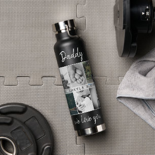 Vader met Kinderen en familie Papa 6 Foto Collage Waterfles