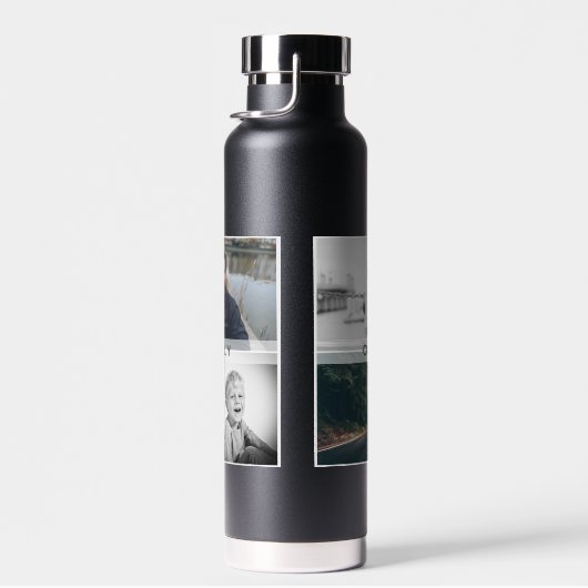 Vader met Kinderen en familie Papa 6 Foto Collage Waterfles (Rechts)