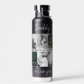 Vader met Kinderen en familie Papa 6 Foto Collage Waterfles (Links)