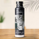 Vader met Kinderen en familie Papa 6 Foto Collage Waterfles<br><div class="desc">Vader met Kinder en familie vader 6 Foto Collage waterfles. Collage van 6 foto's, vaders naam met een lieve boodschap in een trendy wit script en namen van kinderen die de foto's bedekken. Voeg je 6 favoriete familiefoto's toe. Zoete aandenken en een cadeau voor verjaardag, vaderdag of Kerstmis voor een...</div>