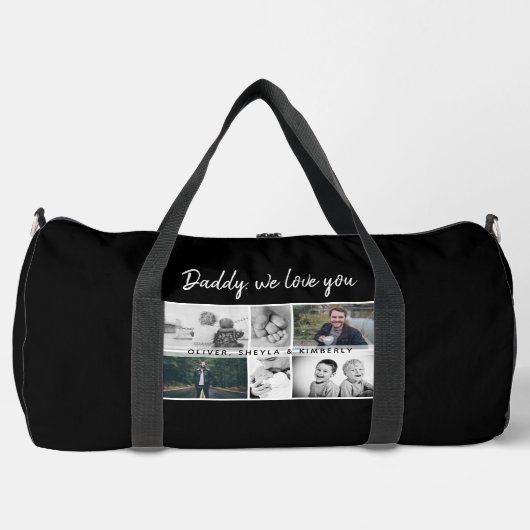 Vader met Kinderen en familie Papa 6 Foto Plunjezak (Voorkant)