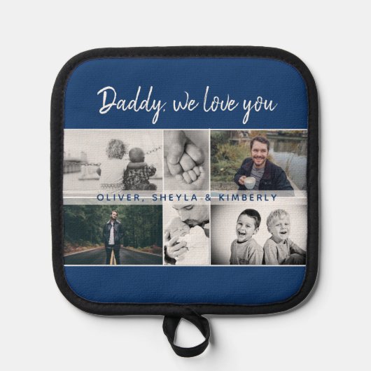 Vader met Kinderen en familie Papa Collage Pannenlap (Voorkant)