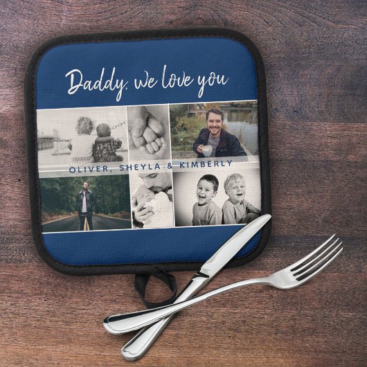 Vader met Kinderen en familie Papa Collage Pannenlap