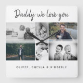 Vader met Kinderen en familie Papa Collage Vierkante Klok (Voorkant)