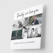 Vader met Kinderen en familie Papa Collage Vierkante Klok (Hoek)