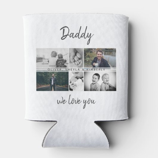 Vader met Kinderen en familie Papa Foto Collage Blikjeskoeler (Achterkant)