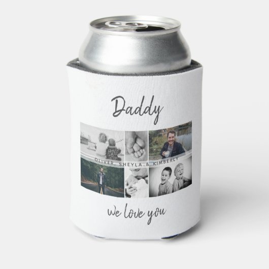 Vader met Kinderen en familie Papa Foto Collage Blikjeskoeler (Blikje Achterkant)