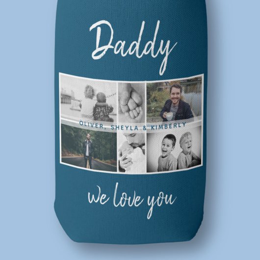 Vader met Kinderen en familie Papa Foto Collage Flesjeskoeler