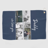 Vader met Kinderen en familie Papa Foto Collage Golfhanddoek (Horizontaal)