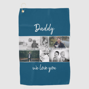 Vader met Kinderen en familie Papa Foto Collage Golfhanddoek