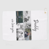 Vader met Kinderen en familie Papa Foto Collage Golfhanddoek (Horizontaal)