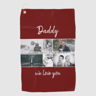 Vader met Kinderen en familie Papa Foto Collage Golfhanddoek