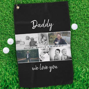 Vader met Kinderen en familie Papa Foto Collage Golfhanddoek