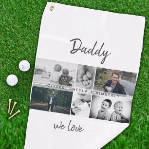 Vader met Kinderen en familie Papa Foto Collage Golfhanddoek