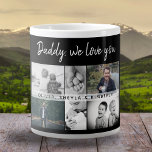 Vader met Kinderen en familie Papa Foto Collage Grote Koffiekop<br><div class="desc">Vader met Kinderen en familie Papa Foto Collage Giant Coffee Mok. Collage van 6 foto's, de naam van de vader met een zoet bericht in een trendy wit manuscript en namen van kinderen die de foto's bedekken. Voeg je 6 favoriete familiefoto's toe. Sweet keepasje en een cadeau voor een verjaardag,...</div>