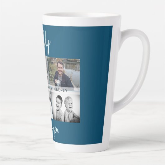 Vader met Kinderen en familie Papa Foto Collage Latte Mok (Rechts)