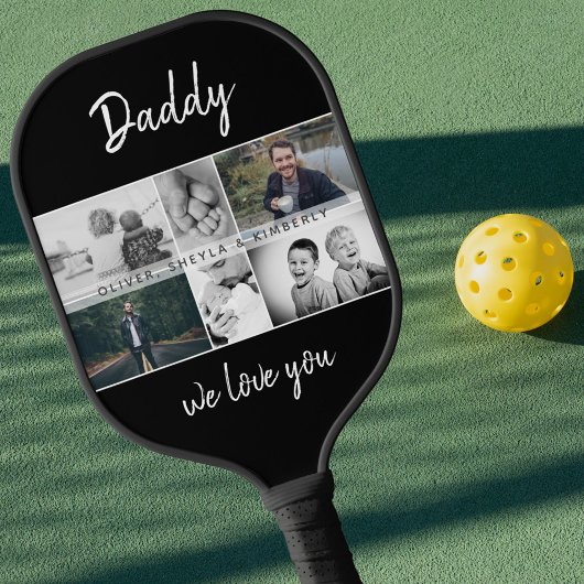 Vader met Kinderen en familie Papa Foto Collage Pickleball Paddle