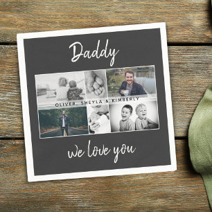 Vader met Kinderen en familie Papa Foto Collage Servet