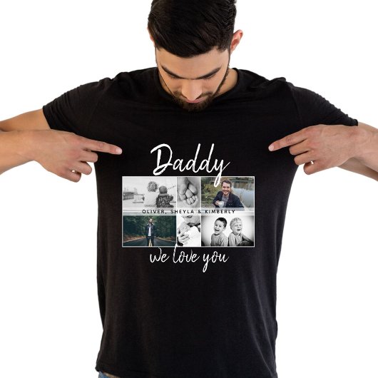 Vader met Kinderen en familie Papa Foto Collage T-shirt