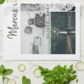 Vader met Kinderen en familie Papa Foto Collage Theedoek (Gevouwen)