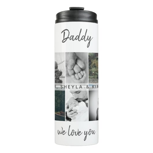 Vader met Kinderen en familie Papa Foto Collage Thermosbeker (Voorkant)