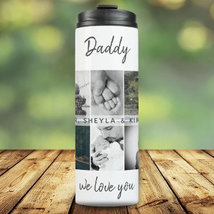 Vader met Kinderen en familie Papa Foto Collage Thermosbeker