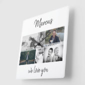 Vader met Kinderen en familie Papa Foto Collage Vierkante Klok (Hoek)