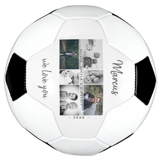 Vader met Kinderen en familie Papa Foto Collage Voetbal (Gedraaid)