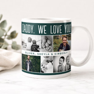 Vader met kinderen en familie papa fotocollage grote koffiekop
