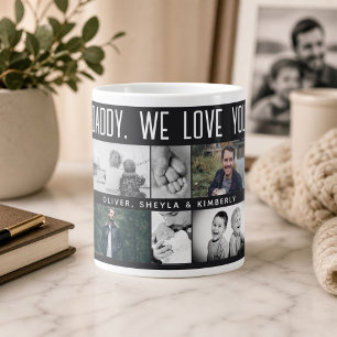 Vader met kinderen en familie papa fotocollage grote koffiekop