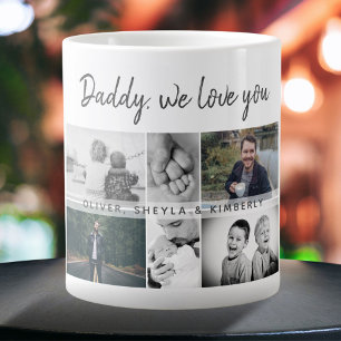 Vader met kinderen en familie papa fotocollage grote koffiekop