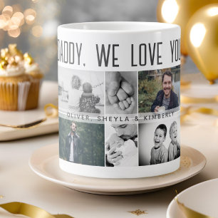 Vader met kinderen en familie papa fotocollage grote koffiekop