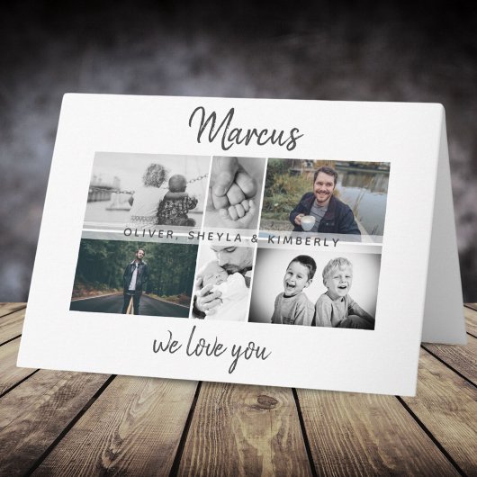 Vader met kinderen en familie papa fotocollage kaart