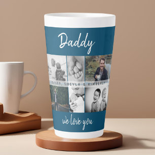 Vader met kinderen en familie papa fotocollage latte mok